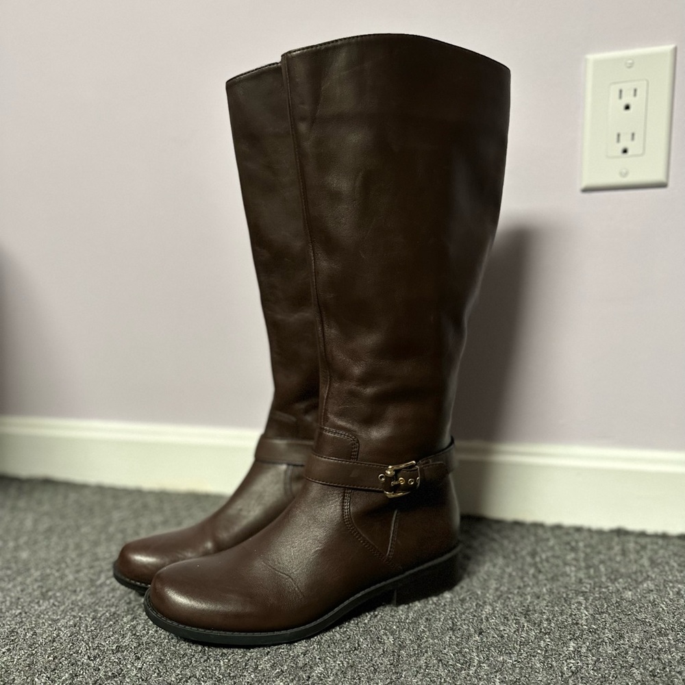 Me Too DeeDee Tall Brown Leather Riding Boots